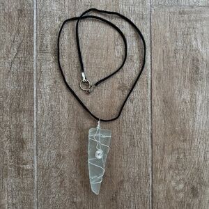 Seaglass Pendent Black Suede Cord Necklace